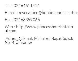 Boutique Princess Hotel iletiim bilgileri